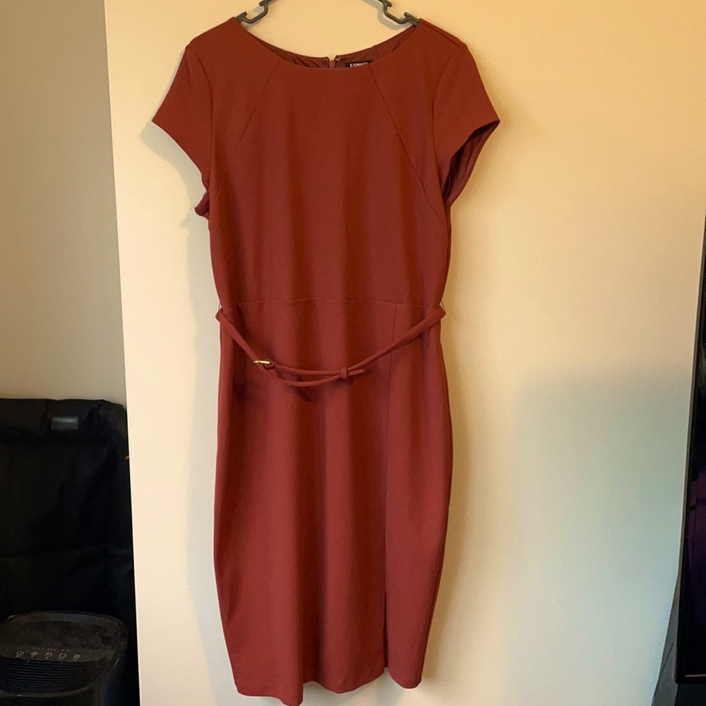 Express burnt orange body con dress